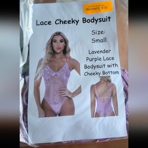 New Women's Small Purple Lace Cheeky Bodysuit